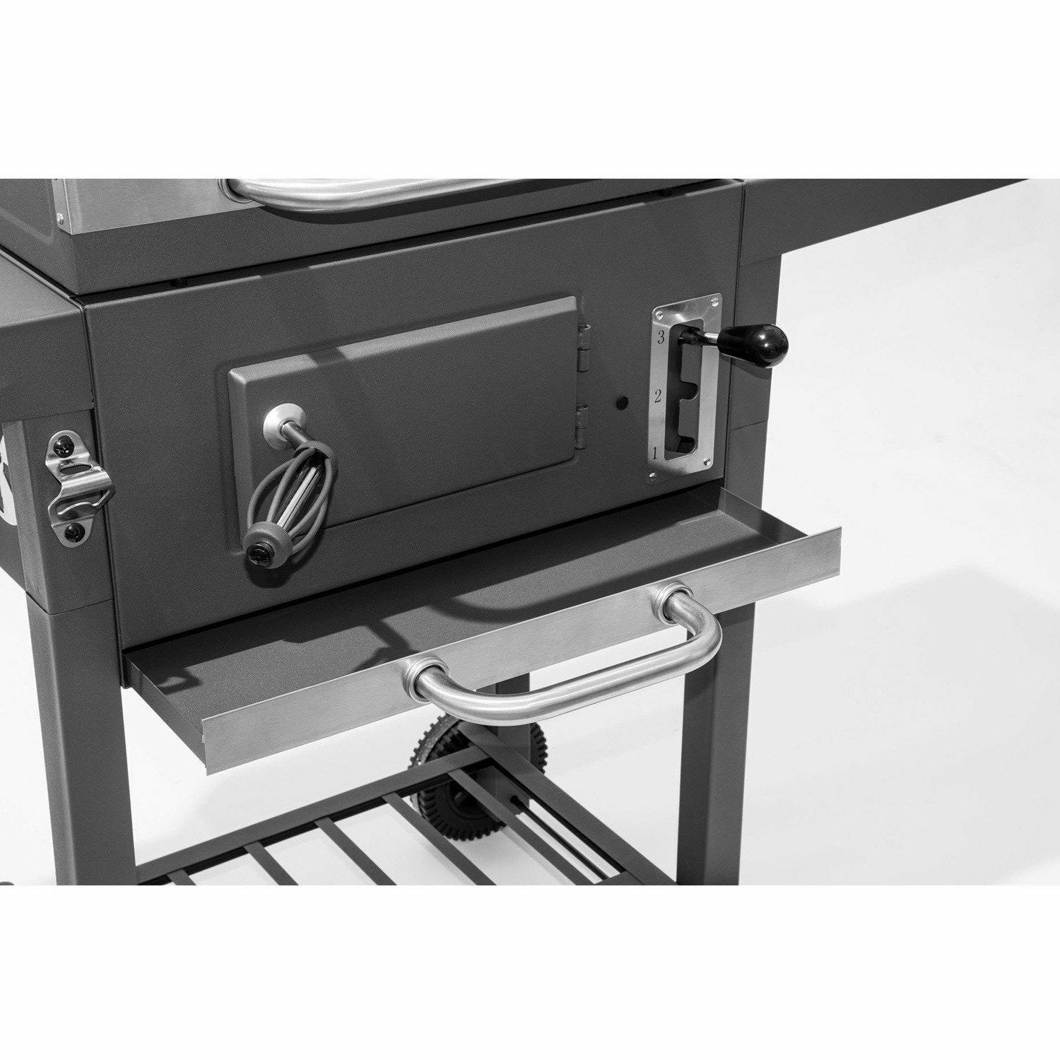 GUSTO CASA - Barbecue con coperchio, termometro e ruote h96,3x108x36cm